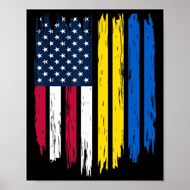 Affiche Étranger immigrant - États-Unis Ukraine Drapeau (Devant)