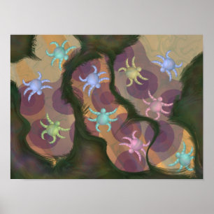 Affiche Étranges insectes ronds rampant sur des grains de