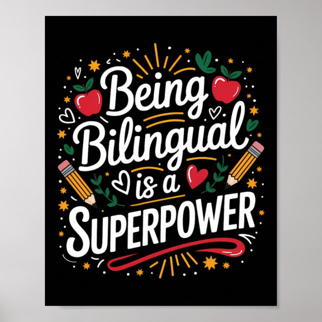 Affiche Être Bilingue Est Mon Superpouvoir Enseignant Esl  (Devant)