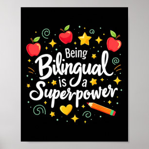 Affiche Être Bilingue Est Un Superpouvoir Retour À L'école