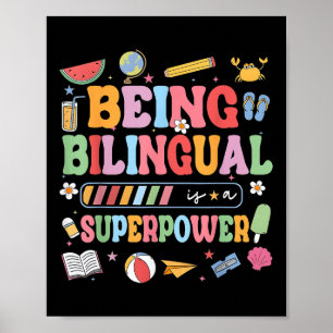 Affiche Être Bilingue Est Une Superpuissance Drôle Retour
