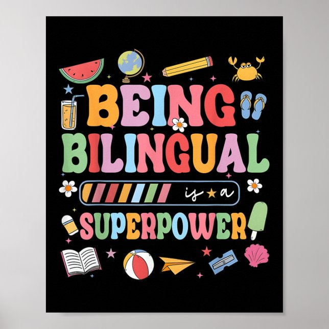 Affiche Être Bilingue Est Une Superpuissance Drôle Retour  (Devant)