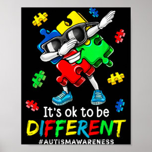 Affiche Être différent casse-tête dabbing sensibilisation 