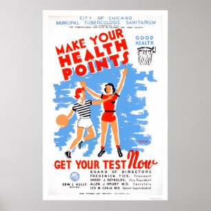 Affiche Être en santé Tuberculose 1939 WPA