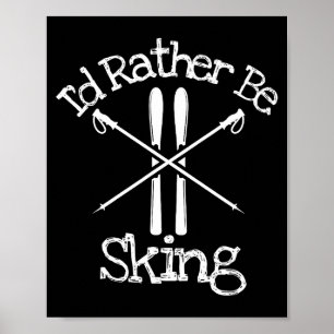 Affiche Être en ski alpin descente nordique bâtons skieur