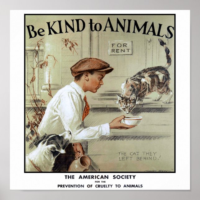 Affiche Être gentil avec les animaux (Devant)