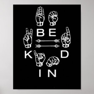 Affiche Être gentil Main Signale Enseignant Graphique Sour