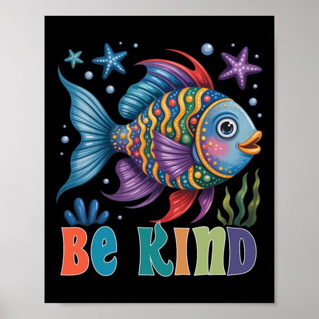 Affiche Être gentil professeur de poisson à l'échelle arc- (Devant)