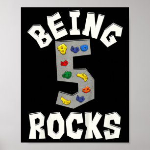 Affiche Être grimpeur de 5 rochers grimpeur de 5e annivers