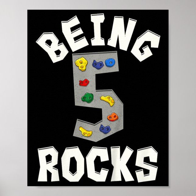 Affiche Être grimpeur de 5 rochers grimpeur de 5e annivers (Devant)