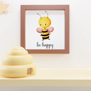 Affiche Être Heureux Abeille Mignonne Volant Chambre Enfan