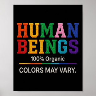Affiche Être Humain 100% Couleurs Biologiques Peuvent Vari