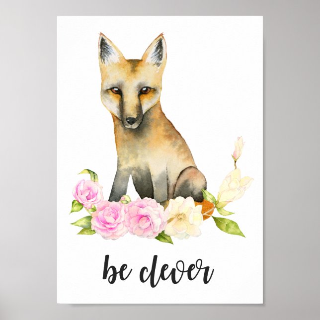 Affiche Être intelligent | Woodland Fox Nursery Art (Devant)