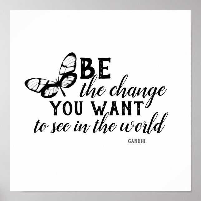 Affiche être l'affiche du changement Citation de Gandhi (Devant)