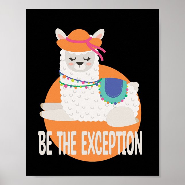 Affiche Être L'Exception Kawaii Funny Llama White & Orange (Devant)