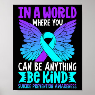 Affiche Être Type Papillon Turquoise Purple Ribbon Suicide