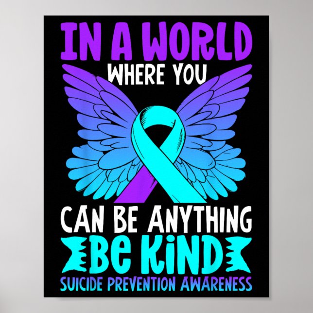 Affiche Être Type Papillon Turquoise Purple Ribbon Suicide (Devant)
