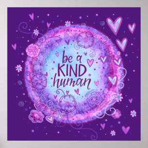 Affiche Être un Quote Humain Type Purple Inspirivity