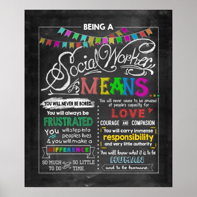 Affiche Être Un Travailleur Social Signifie Inspiration (Devant)