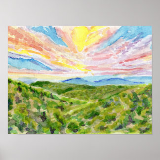Affiche Étude 1 du coucher de soleil Blue Ridge