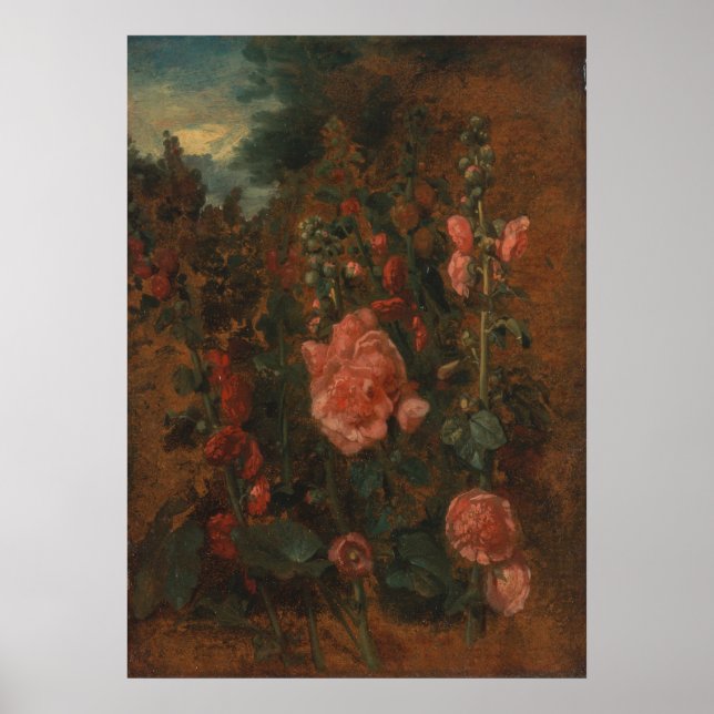 Affiche Étude de Hollyhocks - John Constable (Devant)