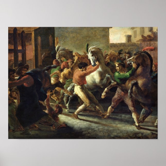 Affiche Étude de la race des chevaux barbares, 1817 (Devant)
