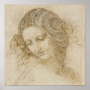 Affiche Étude de Léonard de Vinci pour la tête de Léda