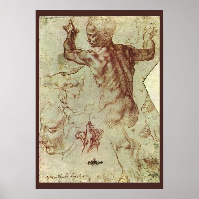Affiche Étude de Libyan Sibyl par Michelangelo (Devant)