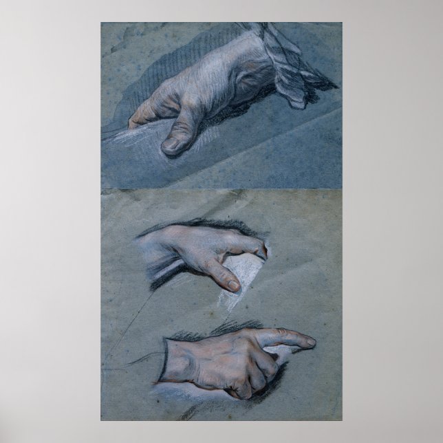 Affiche Étude des mains d'un homme (Devant)