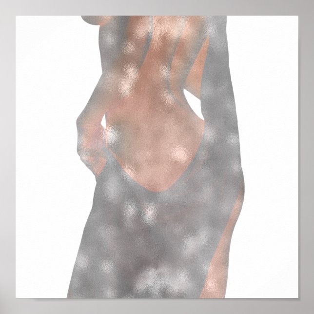 Affiche Étude du corps de femme rose rose Grey Delicate Om (Devant)