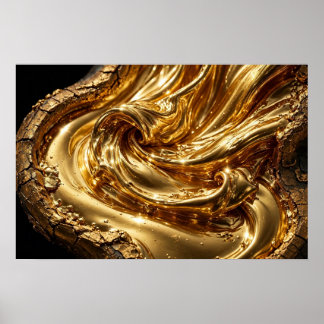 Affiche Étude en or — Abstrait de tourbillon d'or fondu