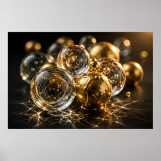 Affiche Étude en profondeur — Orbes de verre et d'or en co