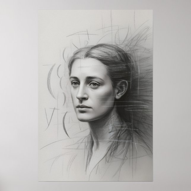 Affiche Étude introspective : Portrait au graphite (Devant)