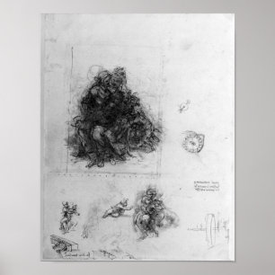 Affiche Étude pour la Vierge et l'Enfant avec Sainte-Anne