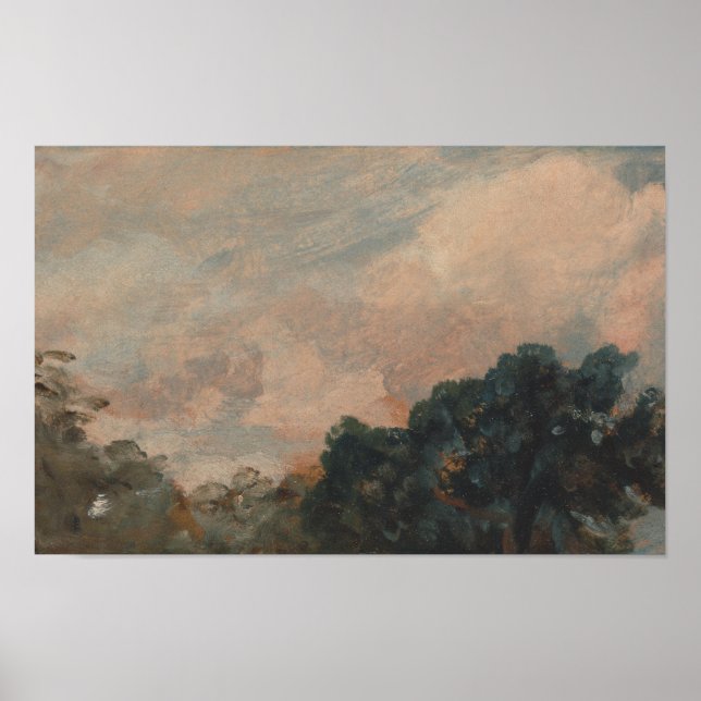 Affiche Étude sur le nuage avec les arbres - John Constabl (Devant)