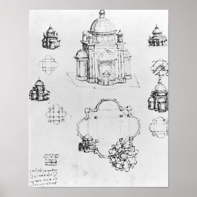 Affiche Études pour la construction d'un plan centralisé (Devant)