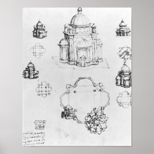 Affiche Études pour un bâtiment d'un plan centralisé