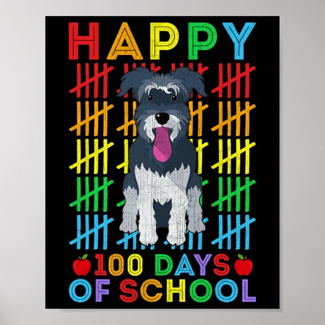 Affiche Étudiant de chien Schnauzer Miniature Joyeux 100 j (Devant)