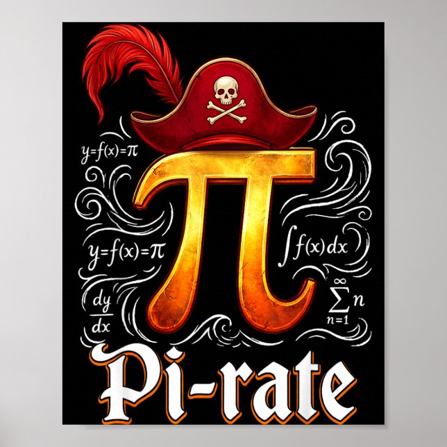 Affiche Étudiant en sciences pirate Prof de maths Drôle Pi (Devant)