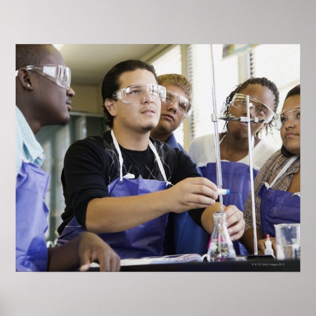 Affiche Étudiants effectuant une expérience en laboratoire (Devant)