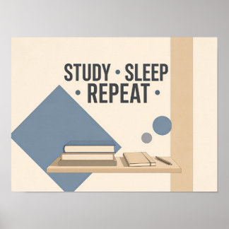 Affiche Étudier Dormir Répéter Chambre Dortoir Collège Min