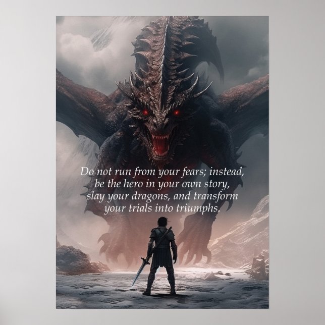 Affiche Étudier vos dragons - Motivation du succès (Devant)