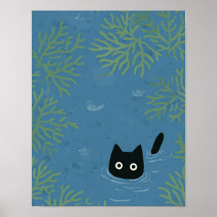 Affiche Étui de téléphone chat noir drôle
