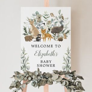 Affiche Eucalyptus Australian Animaux Baby shower Bienvenu