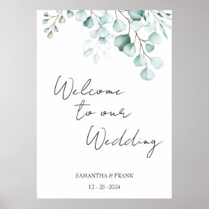 Affiche Eucalyptus Bienvenue à notre mariage