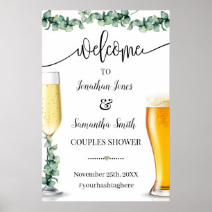 Affiche Eucalyptus Bienvenue Couples Douche Bubbles & Brew