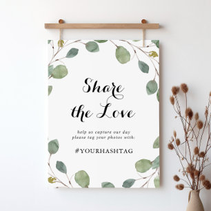 Affiche Eucalyptus Calligraphy Partagez le hashtag Love