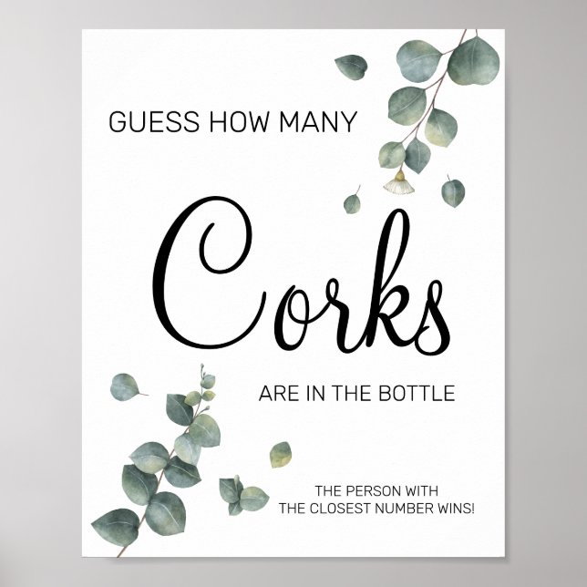 Affiche Eucalyptus Combien de Corks signe de jeu de douche (Devant)