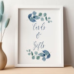 Affiche Eucalyptus Dusty Aquarelle Cartes et cadeaux de ve<br><div class="desc">Les cartes et les cadeaux Eucalyptus sont signés par d'élégants feuilles de calligraphie et d'eucaluptus. Design botanique simple et sobre avec aquarelle feuillage et verdure dans un bleu gris-bleu poussiéreux vert. Parfait pour les eucalyptus et la mariage à thème de verdure botanique, douche nuptiale, baby shower etc. Veuillez naviguer dans...</div>