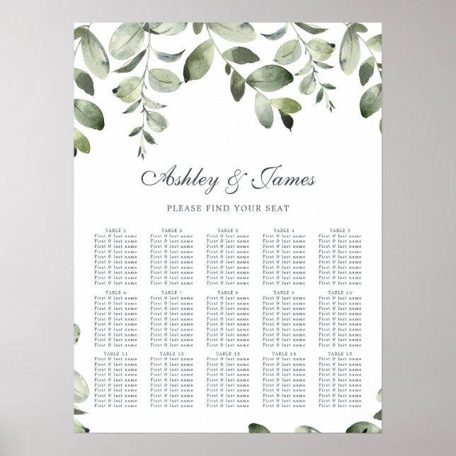 Affiche Eucalyptus Feuillage de verdure Mariage (Devant)